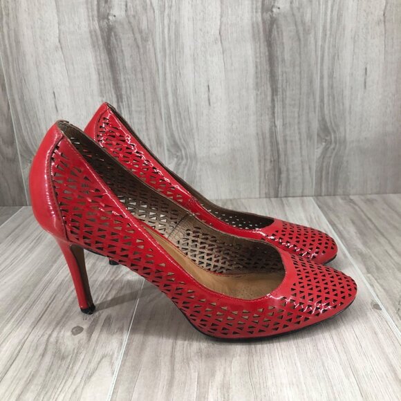 Corso Como Heels Womens 8.5M Red Patent Leather Slip On Pumps - Picture 1 of 11